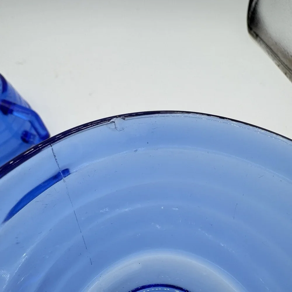 VTG Set 2 Hazel Atlas Moderntone Cobalt Blue Depression Tea Coffee Cups Art Deco
